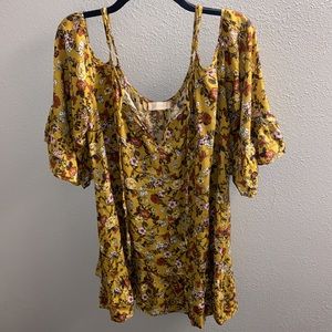 Altar’d State Boho Ruffle Liberty Floral Off the Shoulder Mini Dress Size Large